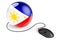 Computer mouse with Filipino flag. Internet network in Philippines concept. 3D rendering