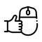 Computer mouse and hand gesture good icon vector outline illustration