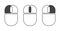 Computer mouse left and right click, scroll wheel outline icons set