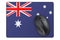 Computer mouse and mouse pad with Australian flag, 3D rendering