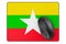 Computer mouse and mouse pad with Burmese flag, 3D rendering