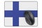 Computer mouse and mouse pad with Finnish flag, 3D rendering