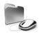 Computer mouse and silver folder. 3D