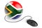 Computer mouse with South African flag. Internet network in South Africa concept. 3D rendering