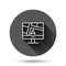 Computer navigation icon in flat style. Monitor pin gps vector illustration on black round background with long shadow effect.