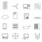 Computer network simple outline icons set eps10