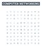 Computer networking vector line icons set. Networking, Computer, Ethernet, TCP/IP, Wi-Fi, Routers, Switch illustration