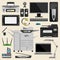 Computer office equipment vector