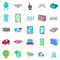 Computer part icons set, cartoon style