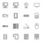 Computer parts line icons set