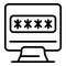 Computer password icon outline vector. System lock