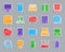 Computer patch color sticker icons vector set