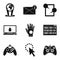 Computer play icons set, simple style