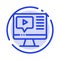 Computer, Play, Video, Education Blue Dotted Line Line Icon