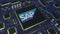 Computer printed circuit board or PCB with SAP SE logo. Conceptual editorial 3D animation