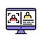 computer safe person info for use face id color icon vector illustration