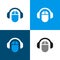 Computer science podcast logo icon, computer mouse and headset symbol