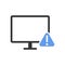 Computer screen blue warning sign vector icon