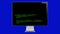 Computer screen with programming code on blue background. Alpha channel, 4K