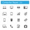 Computer service flat gray icons set of 16