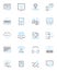 Computer software linear icons set. Programming, Coding, Debugging, Encryption, Gaming, Visualization, Analytics line