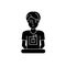 Computer specialist black icon, vector sign on isolated background. Computer specialist concept symbol, illustration