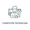 Computer technician line icon, vector. Computer technician outline sign, concept symbol, flat illustration