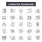 Computer technician line icons, signs, vector set, outline illustration concept