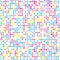 Computer Technology Style CMYK Square Dot Pattern Vector Background Texture Mosaic