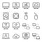 Computer Technology Vector Line Icon Set. Contains such Icons as CPU, Hard disk, Synchronize, network and more. Expanded Stroke