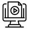 Computer video record icon, outline style