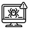 Computer virus detection icon, outline style