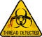Computer virus detection, thread warning sign, vector illustration