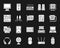 Computer white silhouette icons vector set