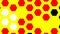 Computerized animation of small red, white and black hexagons fading and popping on yellow background. Motion graphics