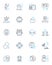 Computerized connectedness linear icons set. Interconnectivity, Integration, Nerking, Syncing, Linking, Compatibility