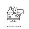 Computerized diagnostics line icon. Modern laboratory equipment.Editable vector illustration