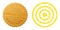 Concentric Circles Icon Mosaic of Gold Particles and Textured Caution Comfort Zone Stamp