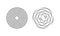 Concentric circles with whole and broken dotted lines. Circular ripple icons isolated on white background. Vortex, sonar