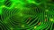 Concentric green rings moving on the black screen background. Animation. Abstract radar or sonar program, wavy neon