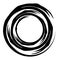 Concentric / grungy circular circle element. Radial, radiating textured / circular, circle shape