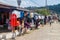 CONCEPCION DE ATACO, EL SALVADOR - APRIL 3, 2016: Clothing stalls line the streets of Concepcion de Ataco villag