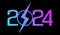 Concept 2024 numbers in modern neon gradient style. Happy New Year 2024 numbers logo, icon