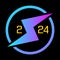 Concept 2024 numbers in modern neon gradient style. Happy New Year 2024 numbers logo, icon