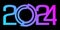 Concept 2024 numbers in modern neon gradient style. Happy New Year 2024 numbers logo, icon