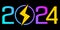 Concept 2024 numbers in modern neon gradient style. Happy New Year 2024 numbers logo, icon
