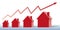 Concept of the acquisition of a property a graph showing the evolution of the market