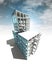 Concept of architectural building plan with sky render