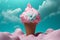 concept art blue pink cream dessert ice cream summer ice cloud. Generative AI.