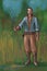 Concept Art Fantasy Illustration of Young Villager, Countryman, Farmer or Village Man With Fork